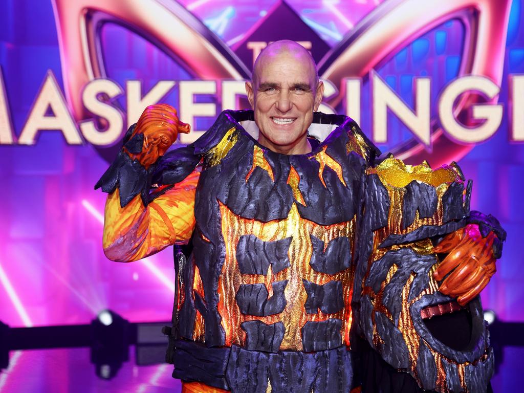 Hollywood movie star Vinnie Jones is unmasked as Volcano on Season 3 of The Masked Singer Australia Picture: NIGEL WRIGHT