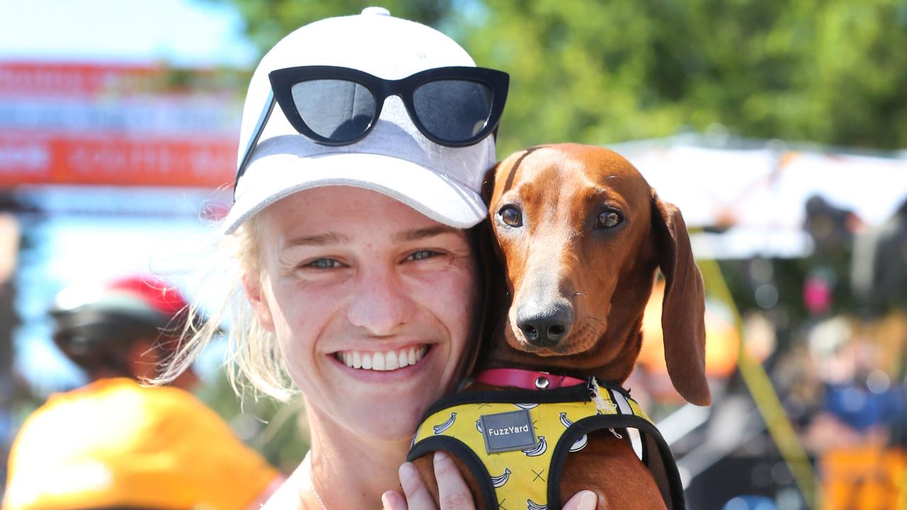 Lauren Benson with her dog Coffee, from Loxton. (AAP Image/Dean Martin)