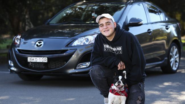 Matthew Giusa, with Ellie, in Concord, Picture: Justin Lloyd.