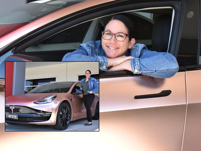 Micky Hasted and her husband bought a Model 3 Telsa in March 2021 after their teenage son suggested they look into it.Â Photo: Ebony Graveur