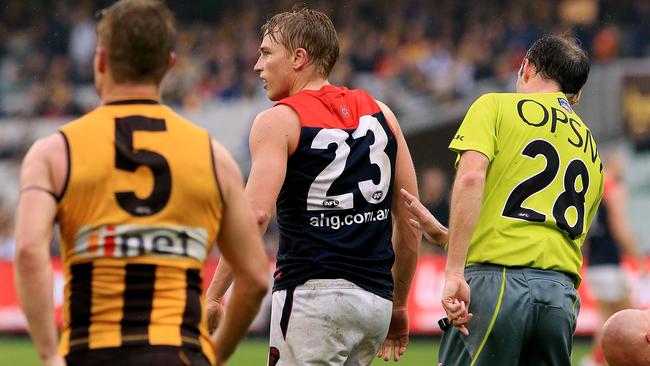 Bernie Vince wants to stay out of the umpire’s book. Picture: Wayne Ludbey