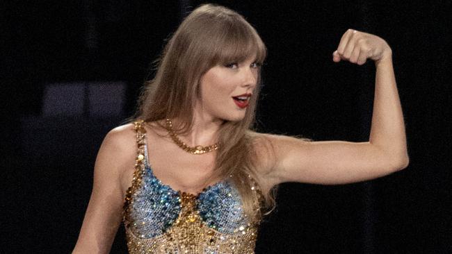 Inglewood, CA - August 07: Taylor Swift performs during The Eras Tour at SoFi Stadium in Inglewood Monday, Aug. 7, 2023.  (Allen J. Schaben / Los Angeles Times via Getty Images)
