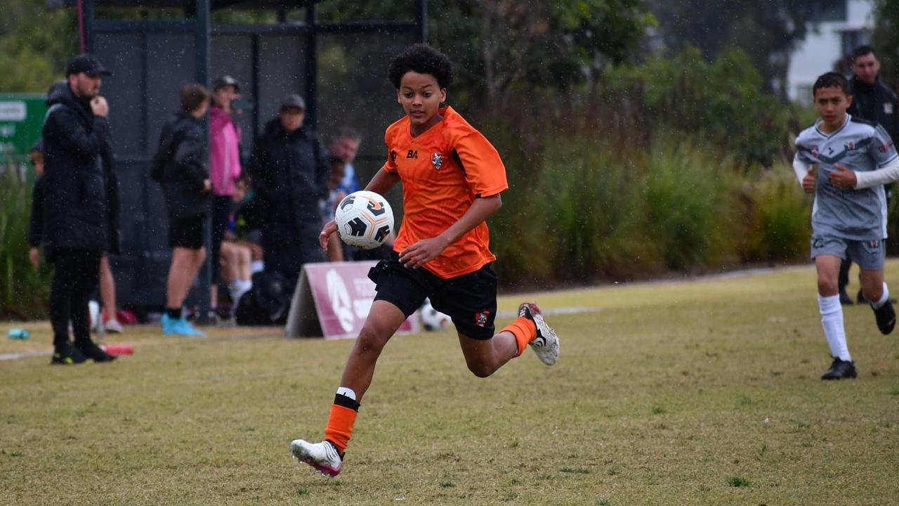 Sunshine Coast football talent Lennon Biggs as a junior in the Brisbane Roar academy.