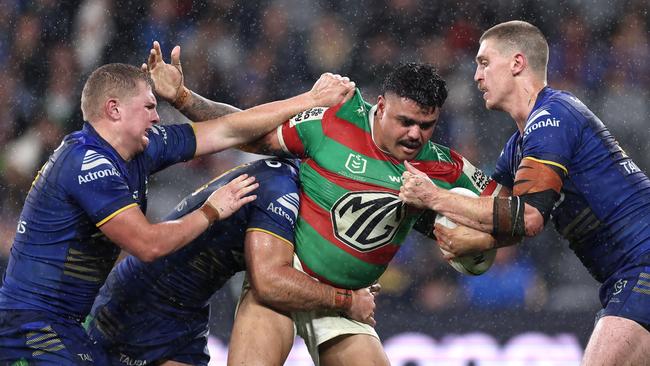 There’s good news for the Rabbitohs with star fullback Latrell Mitchell not needing season-ending surgery on his foot. Picture: Cameron Spencer/Getty Images