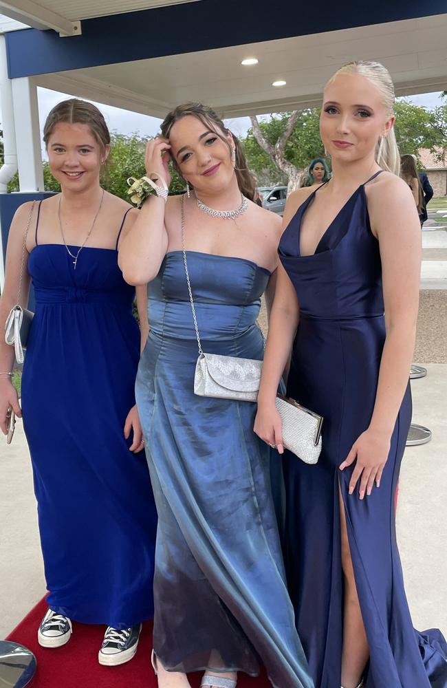 Caity, Ebony and Stefanie at the 2023 Mountain Creek State High formal.