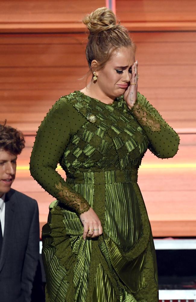 Adele accepts the Album Of The Year award for ‘25’ onstage during The 59th GRAMMY Awards at STAPLES Center on February 12, 2017 in Los Angeles, California. Picture: Getty
