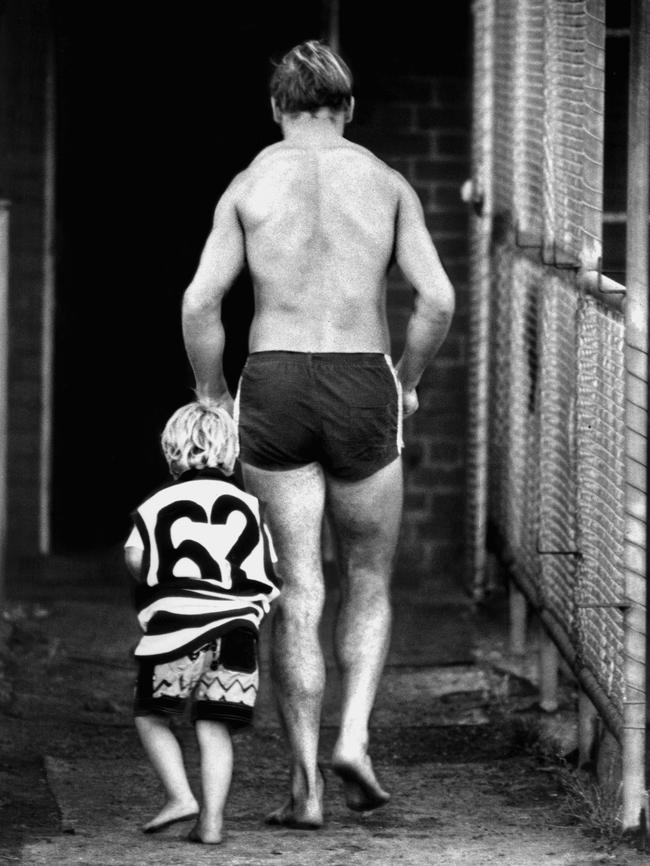 Gary Ablett leaves the training track with son Nathan — a savvy businessman as a youth.