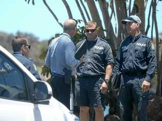 NSW and QLD police detectives at Jack Evans Boat Harbour in Tweed Heads. Picture: Scott Powick