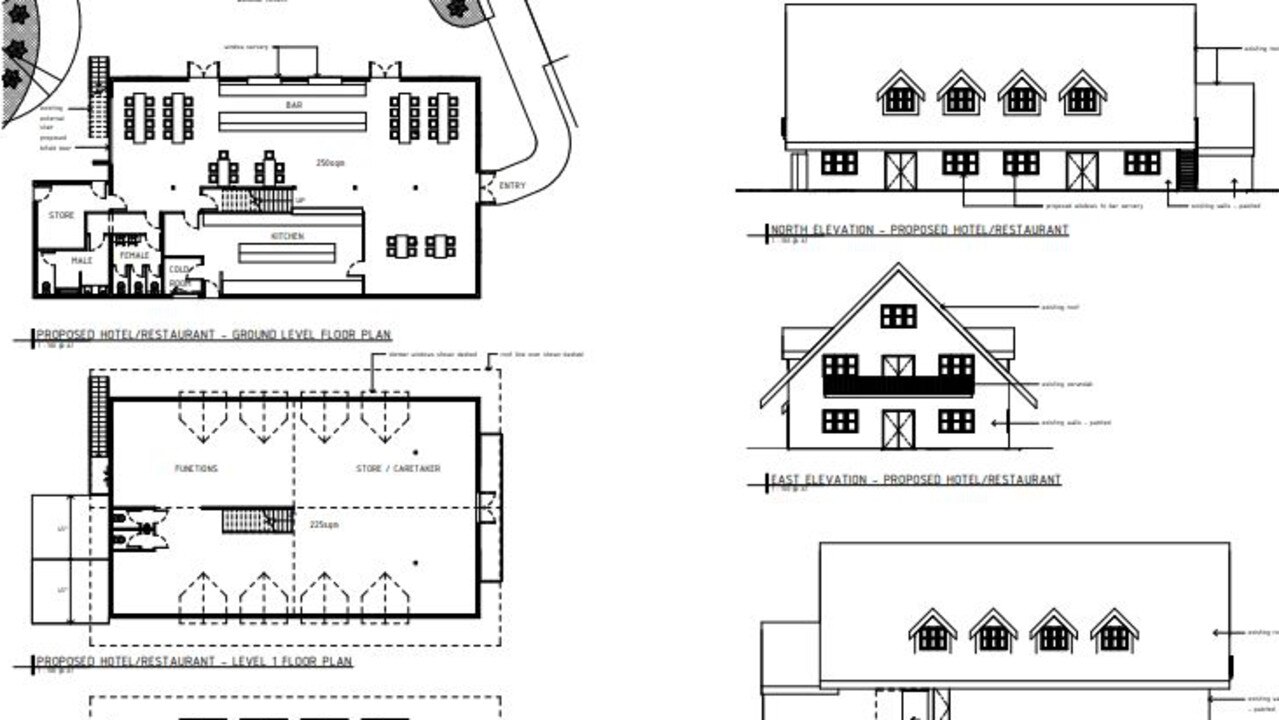 Proposal plans for the Comiskey Group's boutique venue planned for 6 Beddington Road, Doonan.