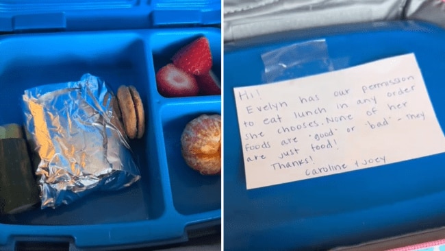 The lunch box note a mum sent her child's preschool. Image: TikTok