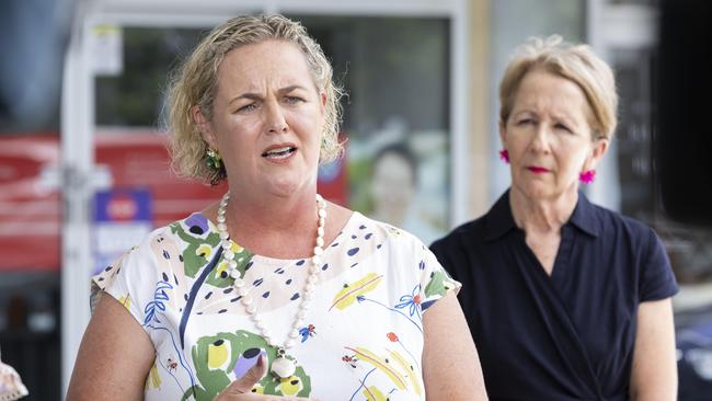 President of the Queensland Teachers' Union Cresta Richardson with Education and Youth Justice Minister Di Farmer. Picture: Richard Walker