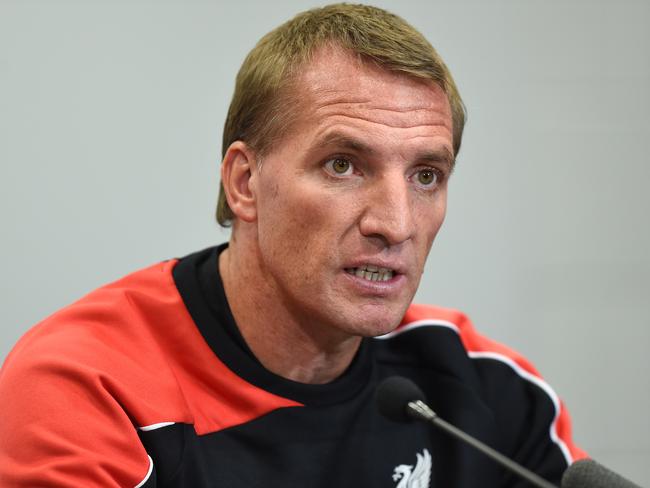 Liverpool manager Brendan Rodgers speaks during the press conference after the game.