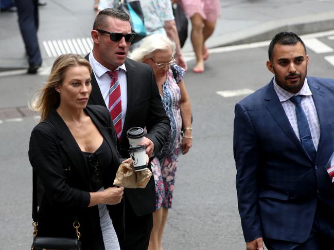 O’Donnell arrives with his girlfriend at Downing Centre Court in Sydney on Wednesday. Picture: Damian Shaw 