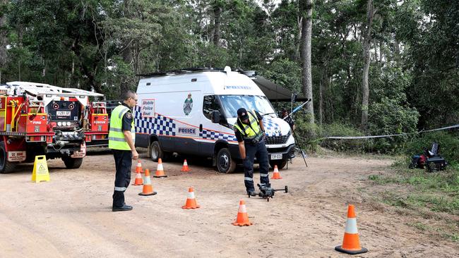 Emergency services on the ground in Good Night Scrub National Park on Saturday morning. Pics Adam Head