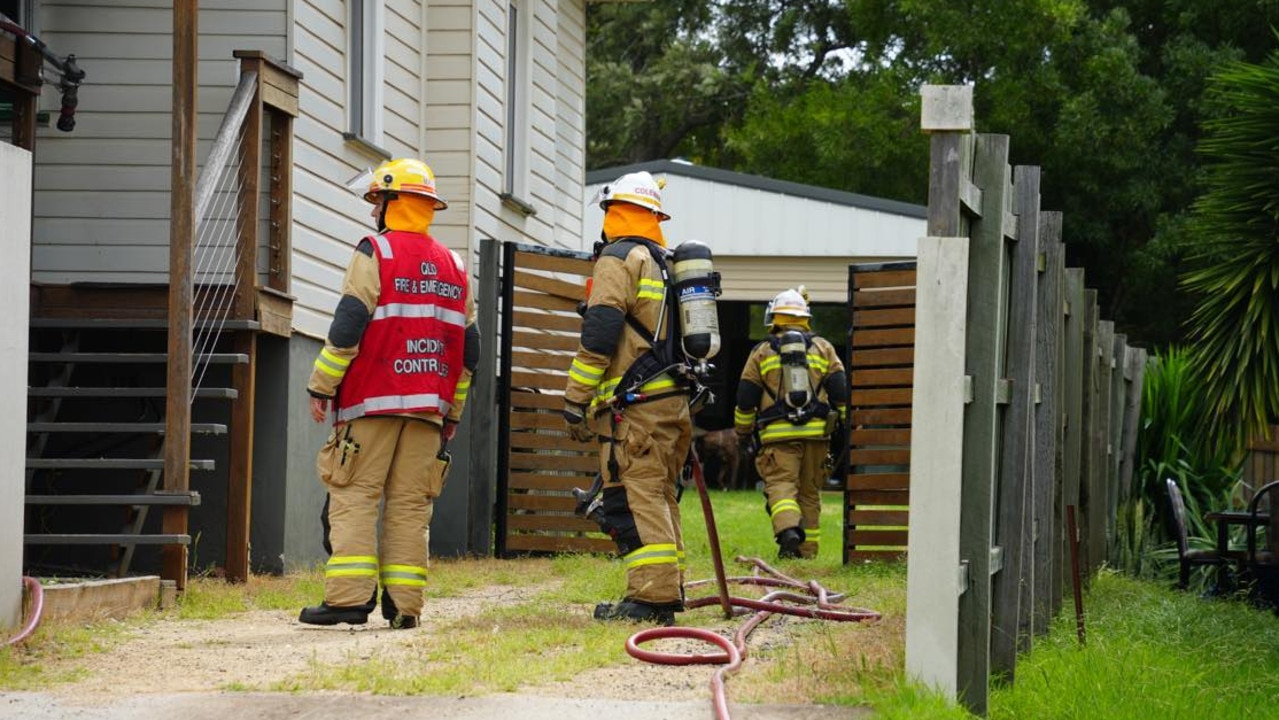 Emergency services respond to a house fire in Rockville on March 8, 2024.