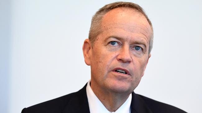 Australian Opposition Leader Bill Shorten is seen as he speaks to cancer patients during a visit to Retcliffe Hospital in Brisbane, Thursday, May 9, 2019. A Federal election will be held in Australian on Saturday May 18, 2019. (AAP Image/Lukas Coch) NO ARCHIVING