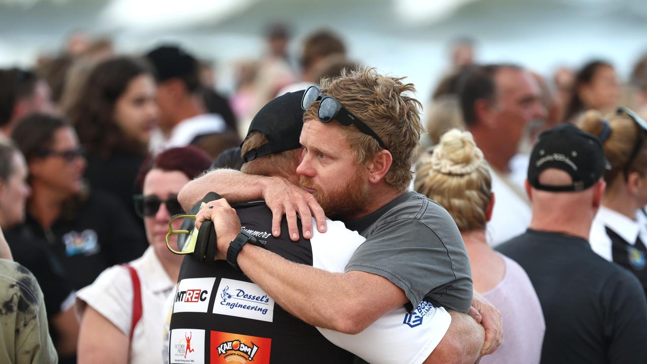 Hundreds of people have gathered at Bribie Island for a vigil to honour 17-year-old shark attack victim Charlize Zmuda. Picture: David Clark