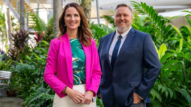 Cairns Regional Council Mayor Amy Eden and Deputy Mayor Brett Olds following her election victory on March 16, 2024. Picture Emily Barker.