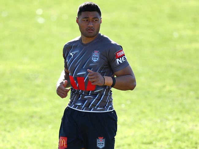 Stefano Utoikamanu at Blues training last year. Picture: Jason McCawley/Getty Images