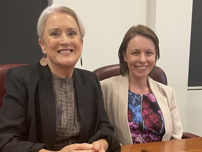 Mayor Helen Healy and Deputy Mayor Ali Cupper minutes after being elected to their new roles in Mildura Rural City Council. Picture: Stuart Kavanagh