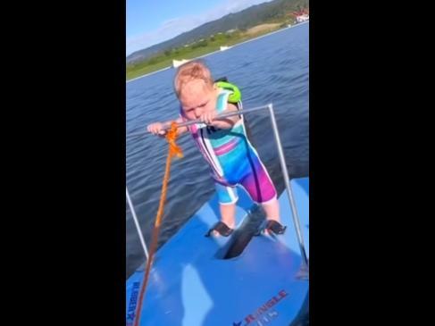 Aussie baby breaks world record for water skiing