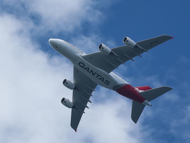 SYDNEY, AUSTRALIA - NewsWire Photos, NOVEMBER 09 2021: A view of the Qantas A380 returns to the skies and flies in over Sydney Harbour today. Picture: NCA Newswire / Gaye Gerard