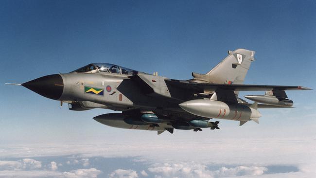 An RAF Tornado GR4, which carries Storm Shadow stand-off missiles and Brimstone anti-armour missiles.