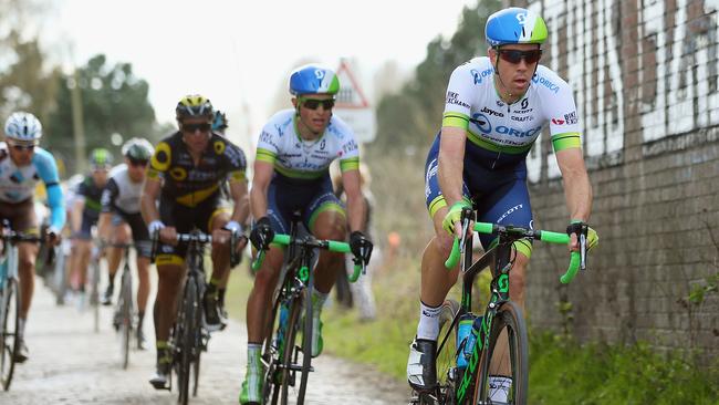 Mathew Hayman of Orica-GreenEDGE charges toward victory in the 2016 Paris-Roubaix. Picture: Bryn Lennon (Getty Images)