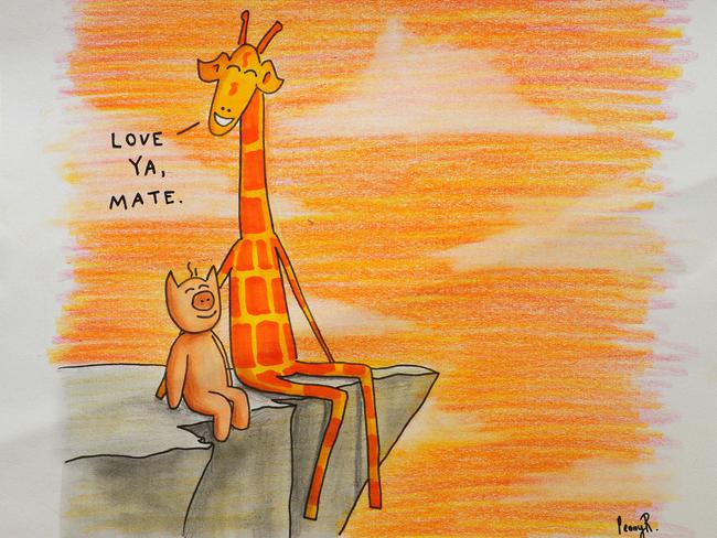 Penny Redshaw’s hand-drawn giraffe. Picture: Peter Cronin