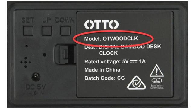 The model can be identified by the code ‘OTWOODCLK’ Picture: Supplied