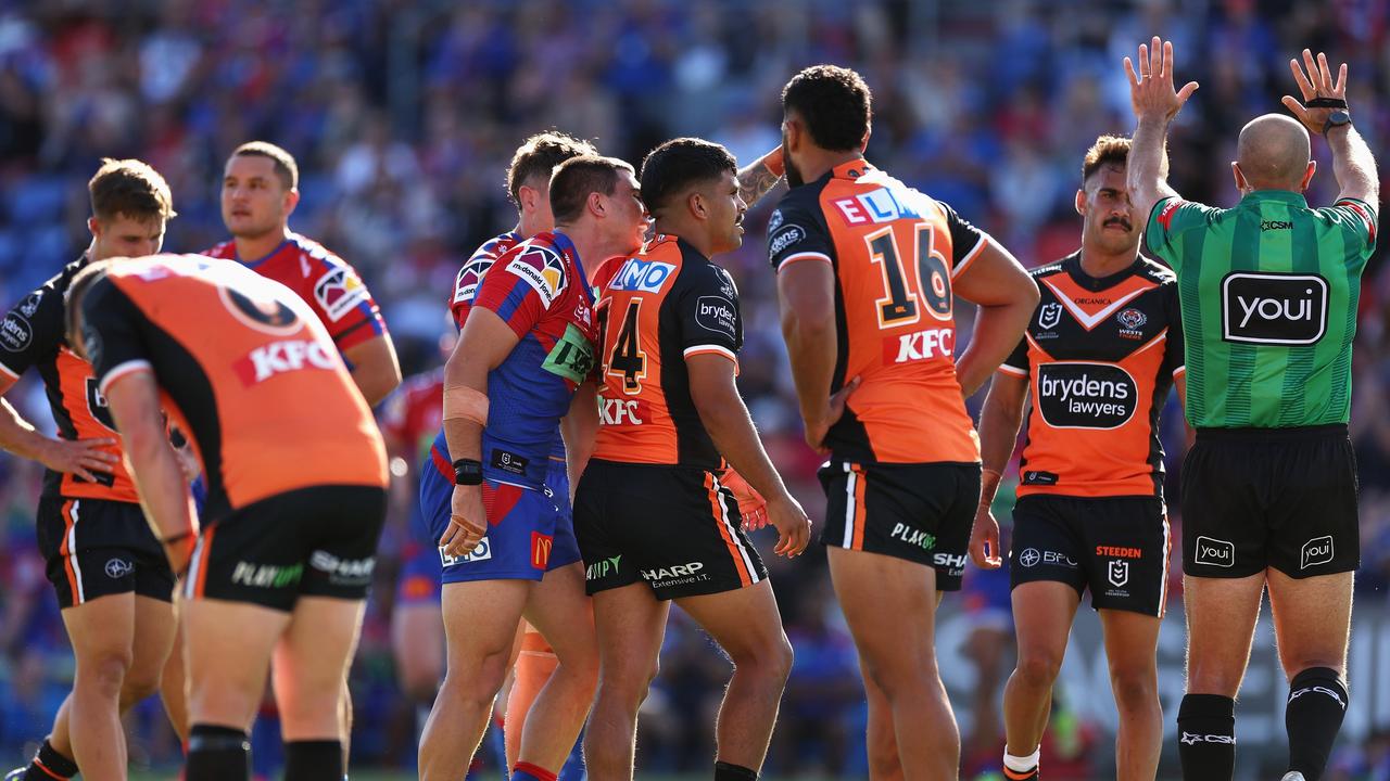 Wests Tigers were embarrassed by the Knights. Picture: Cameron Spencer/Getty Images