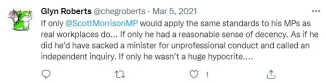 One of the tweets by former Endeavour College principal Glyn Roberts. Picture: Twitter