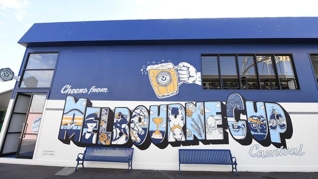 The Furphy marquee is inspired by a Victorian pub. Picture: AAP