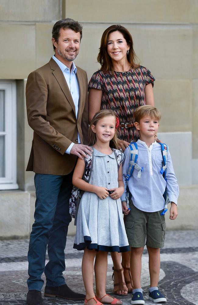 Danish Crown Prince Frederik and Crown Princess Mary pose with their twins Prince Vincent and Princess Josephine. Picture: AFP.