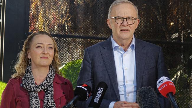 Prime Minister Anthony Albanese is in Melbourne on Sunday with the Member-elect for Aston, Mary Doyle. Picture: NCA NewsWire/Valeriu Campan