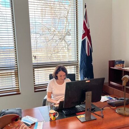 The independent MP for the federal seat of Mackellar, Sophie Scamps, preparing her maiden speech to Parliament on Monday. Picture: Supplied