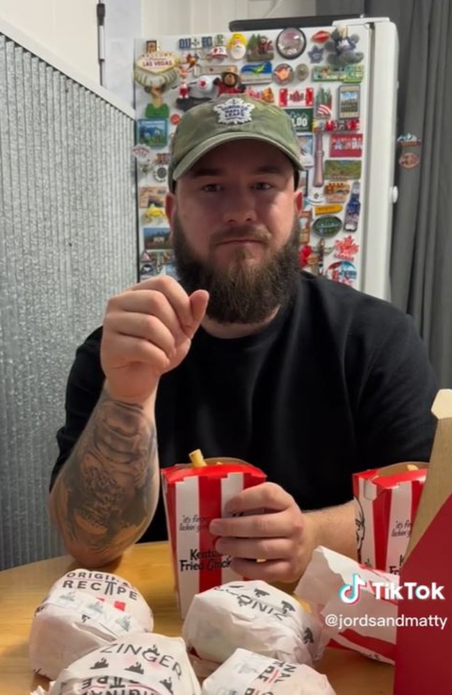 Canadian expat Matt Breedon shared his thoughts on Australian KFC. Picture: TikTok/jordsandmatty