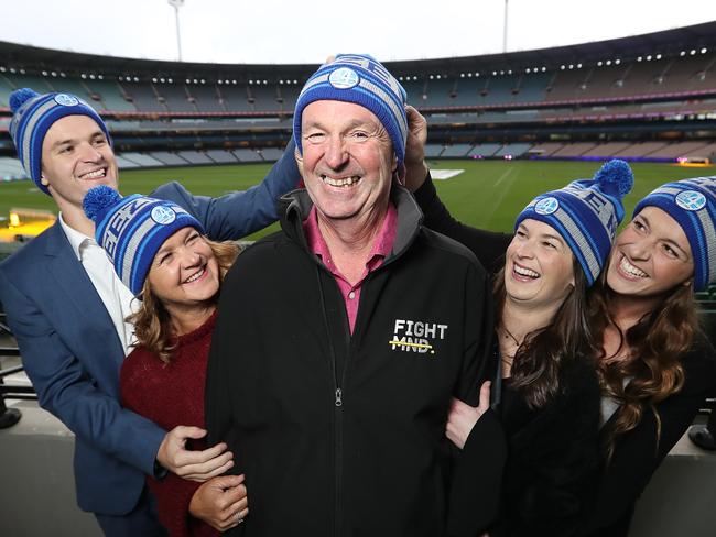 Neale Daniher launched the Big Freeze 4 campaign last month with his family, Ben, Jan, Lauren and Bec. Picture: Alex Coppel