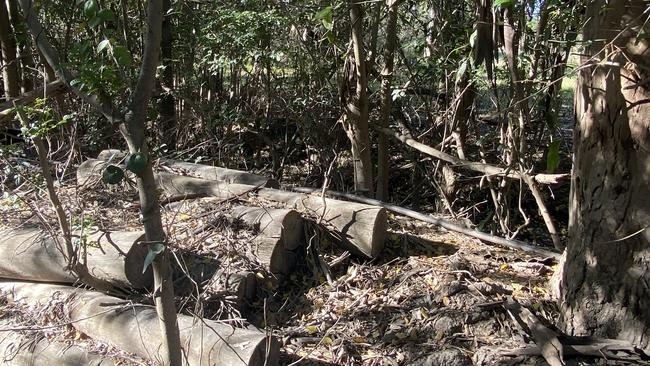 The debris-choked drain at Oxley.