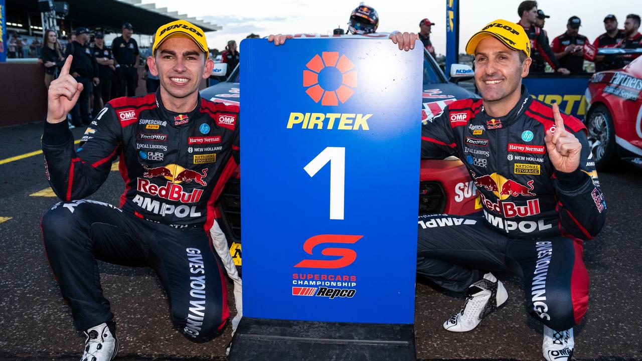 Broc Feeney and Jamie Whincup after winning the 2023 Sandown 500. Picture:Daniel Kalisz/Getty Images