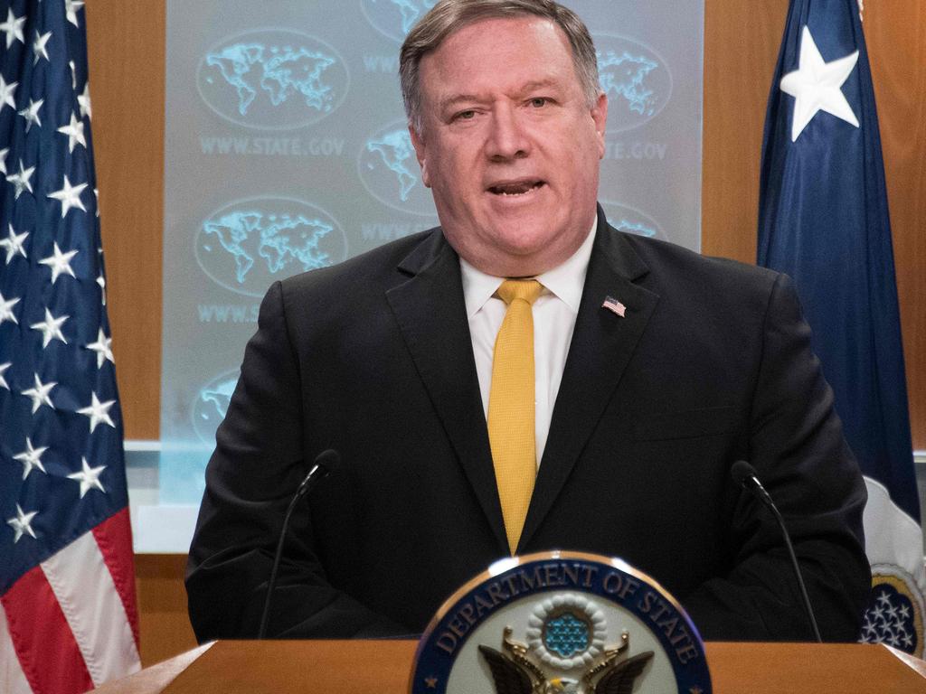 US Secretary of State Mike Pompeo says that ending the US treaty with Iran is “39 years overdue”, referring to the date of the 1979 Islamic revolution. Picture: Jim Watson/AFP