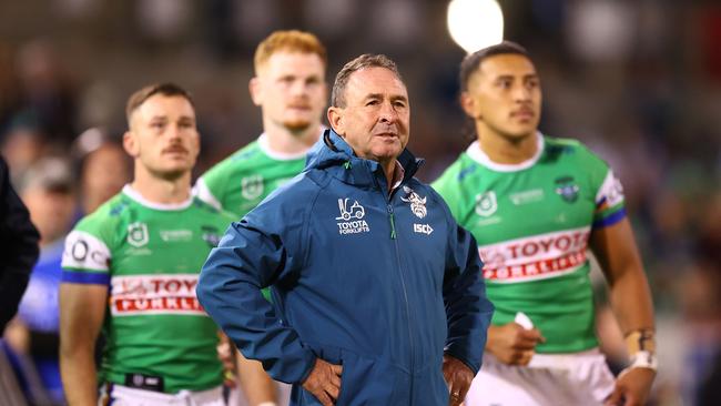 Raiders coach Ricky Stuart has vented his frustrations at the penalty count. Picture: Mark Nolan/Getty Images