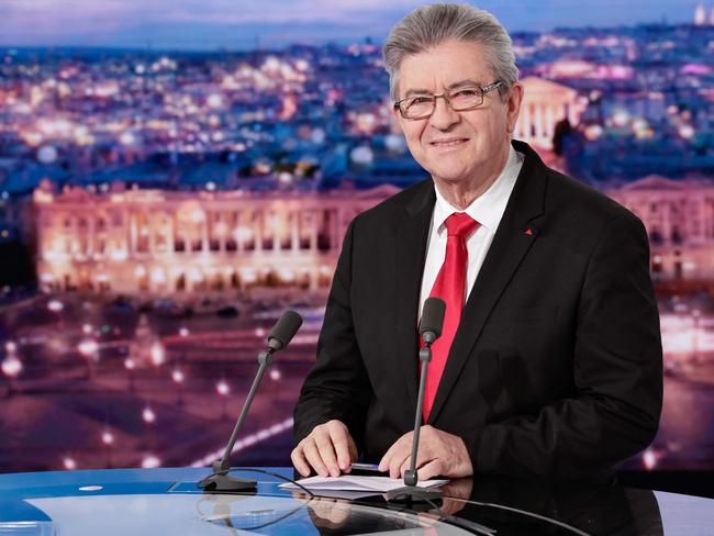 French leftist Jean-Luc Melenchon ahead of an interview with news host Gilles Bouleau on Thursday. Picture: Stephane de Sakutin / AFP