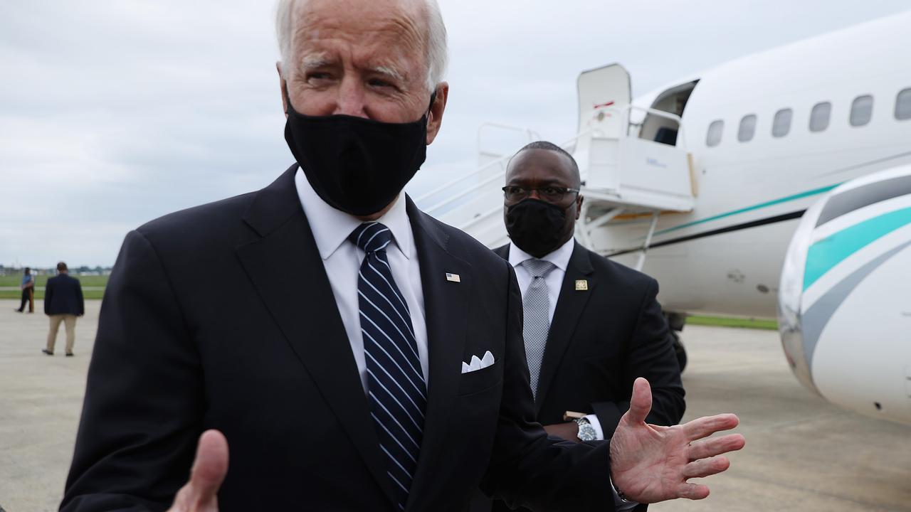 Joe Biden has been wearing a mask in public for months. Picture: Chip Somodevilla/Getty Images/AFP