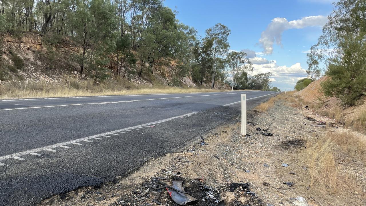 The crash scene near Duaringa on Wednesday.