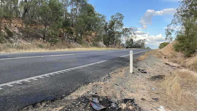 The crash scene near Duaringa on Wednesday.