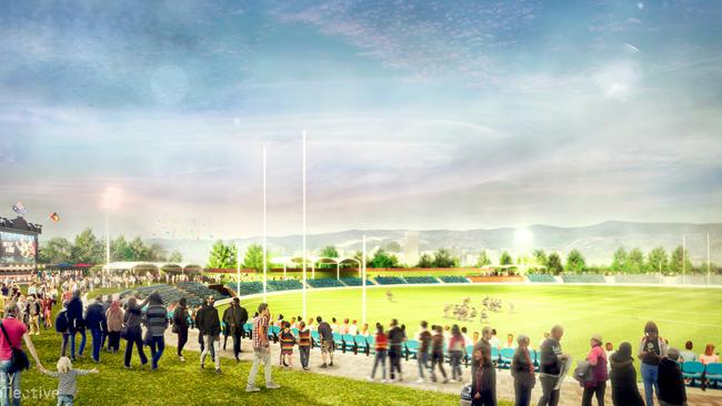 A concept design for the redevelopment of Thebarton Oval. Picture: City Collective