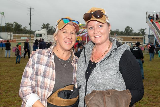 Krista Latham from Walkerston and Heidi Campbell from Mount Ossa at the PBR Bull Pit Bull Bash at Dittmann Bucking Bulls in Bloomsbury. August 27, 2022. Picture: Michaela Harlow