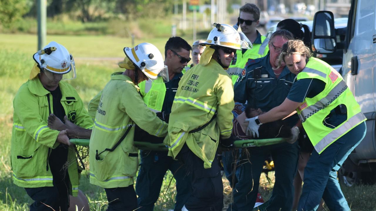 Photos from the aftermath of a nasty accident on the Bruce Highway just south of Ingham that left three people from Townsville badly injured last year. Picture: Cameron Bates