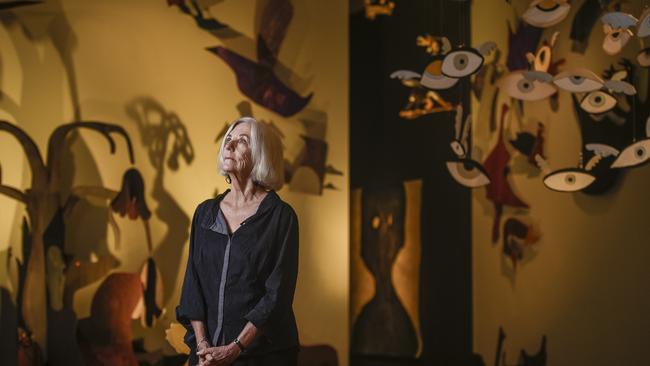 Australian artist Judith Wright with her dramatic installation called Tales of Enchantment at the Art Gallery of South Australia. Picture: Roy VanDerVegt